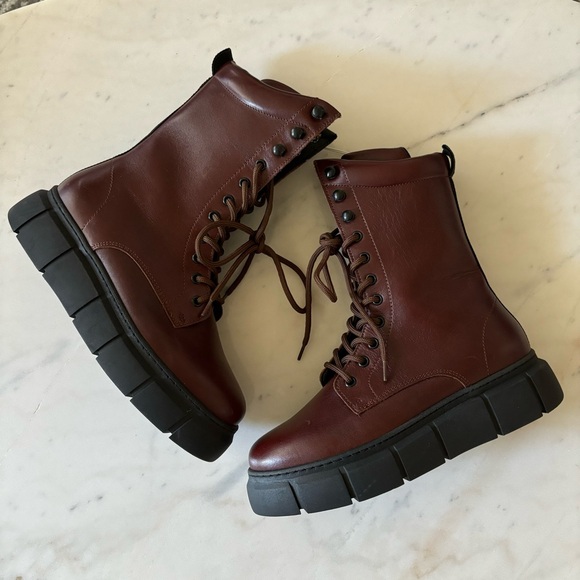 The Bear Denmark Tove Lace Up Platform Combat Boots Brown NEW - Picture 3 of 8